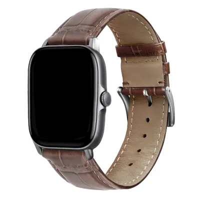 Produktbild von Strap-it Amazfit Bip Lederarmband mit Krokoprägung (Braun)