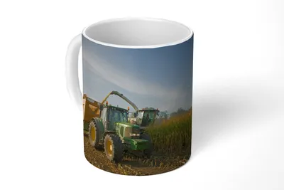 Produktbild von KitchenYeah® Tasse Kaffeetasse Kaffeebecher 350 ml Traktor - Anhänger - Mais - Grün - Landleben Teetasse - Fototasse - Becher - Keramikbecher - Teebecher - Kaffeetasse - Bürotasse