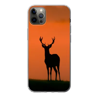 Produktbild von MuchoWow® Handyhülle Schutzhülle Hülle für iPhone 13 Pro Max Hirsch - Scherenschnitt - Nebel Silikon Softcase Handy Hülle - Mobiltelefon