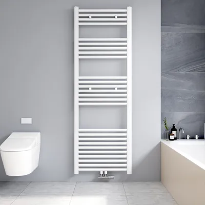 Produktbild von Heilmetz Badheizkörper 1400x50cm Mittelanschluss 238 Watt Weiß, Handtuchtrockner Handtuchwärmer Design Heizkörper für Bad Heizung Radiator Ohne heizstab