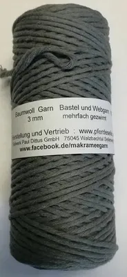 Image de Fil à macramé Fil de coton Macramee Fil de bricolage GRIS 150 mètres 3 mm SECURISE