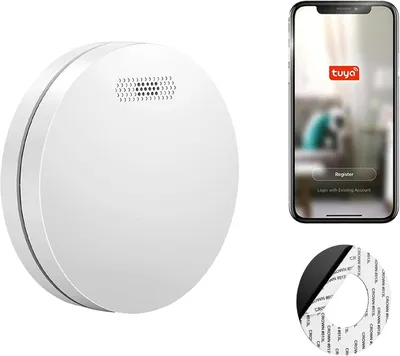 WLAN-Rauchmelder, 10 Jahre Batterie, Tuya App, flach, weiß