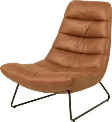 Produktbild von Selsey Loungestuhl FORGENTS - Loungesessel mit Kunstlederbezug in Karamell-Braun, Kufengestell, Quersteppung, 82,5x93x97 cm