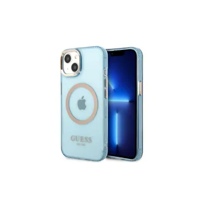Produktbild von Guess Guhmp13Mhtcmb Iphone 13 6.1 Blau/Blaue Hartschale Gold Outline Translucent Magsafe