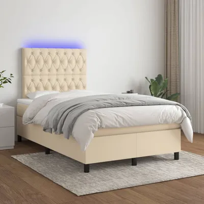 Produktbild von The Living Store Boxspringbett mit Matratze & LED Creme 120x200 cm Stoff