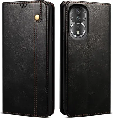 Image de Etui pour Honor 80, étui en cuir avec fonction stand noir