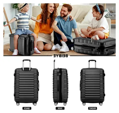 Produktbild von Zwillingsrollen Reisekoffer Koffer Trolleys Hartschale M-L-XL-Set (Schwarz, XL)