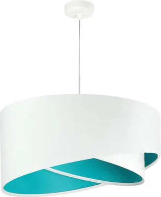 Produktbild von Pendelleuchte Weiß Türkis Ø50cm Stoffschirm Modern E27 Hängelampe Schlafzimmer Wohnzimmer