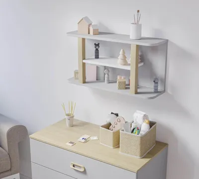 Produktbild von Cilek MINO Wandregal aus MDF, 3 Fächer, 70 cm breit, 35 cm hoch, 20 cm tief