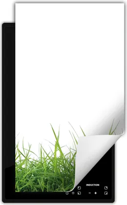 Produktbild von DarHaus Herdabdeckplatte 1 teilig 30x52 cm Anti Rutsch Matte Aufrollbar, weiß - Gras