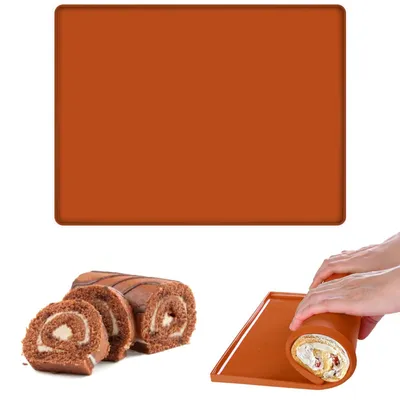Produktbild von Silikon-Backmatte mit erhöhtem Rand, 40 x 30 cm, wiederverwendbare Ofenbackmatte, Antihaft-Kuchenmatte, Backmatte für Biskuitrollen, geeignet zum Backen von Keksen und Kuchen.