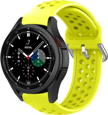 Produktbild von Strap-it Samsung Galaxy Watch 4 Classic 42mm Silikonarmband mit Löchern (Gelb)