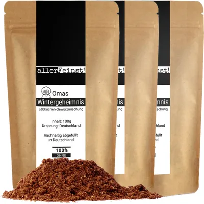 Produktbild von Omas Wintergeheimnis Lebkuchengewürz – Lebkuchengewürzmischung für Lebkuchen, n, Waffeln, Saucen, Punsch - 3 x 100g