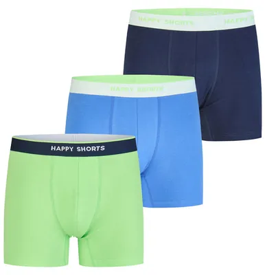 Produktbild von Happy Shorts Herren Boxer Jersey 3-Pack blue-neongreen-navy - Größe XL
