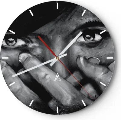 Produktbild von Wanduhr - Rund - Glasuhr - Graffiti Wand Farbe Malerei - 30x30cm - Schleichendes Uhrwerk - Lautlos - zum Aufhängen bereit - Dekoration Modern - Wanddekoration aus Glas - C3AR30x30-0459