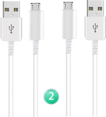 Produktbild von 2X Micro-USB 120 cm Kabel Datenkabel Ladekabel für Samsung GalaxyS7 S7 Edge S6Edge Plus S6 S5 S4 S3 S3mini S4mini S5mini A6 A6+ A7 A03 A10 M10 A10s A5
