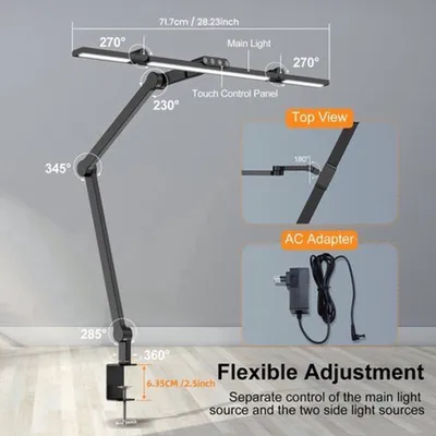 Image de Lampe de bureau LED moderne, 24W - Intensité variable et flexible - 1500 lumens - Idéale pour la maison et le bureau