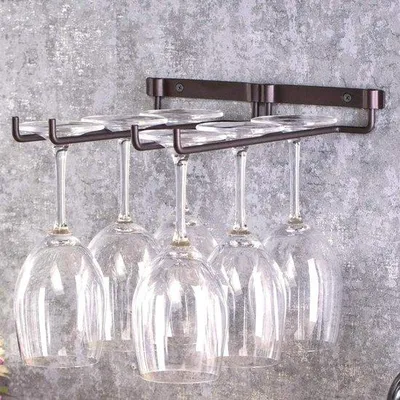 Immagine prodotto di Portabicchieri sospeso a doppia parete - doppia fila su un lato - portabicchieri in metallo - montaggio a parete - portabicchieri per cucina - bar - ristorante