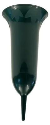Produktbild von Grabvase Grün, Steckvase 0,7L, 26cm hoch, Grabdeko aus Kunststoff, Blumenvase für das Grab, Trauerschmuck, robuste Friedhofsvase, witterungsbeständig