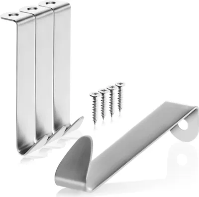 Produktbild von COM-FOUR® 4x Türhaken aus Edelstahl - Kleider-Haken für die Türaußenseite - Garderobenhaken für Schranktür und Zimmertür außen - 8,5 cm