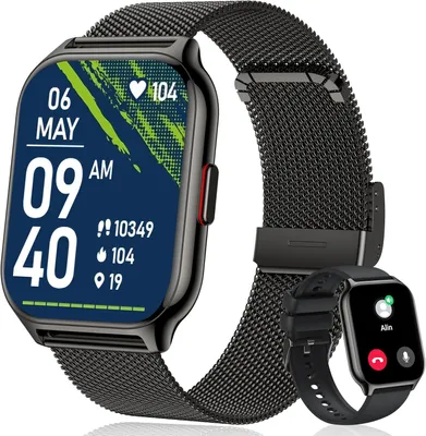 Produktbild von ZOSKVEE Smartwatch 2.0 Zoll Fitness Uhr mit Telefonfunktion, Herzfrequenz, Blutdruck, Schlafmonitor, SpO2, Fitness Tracker