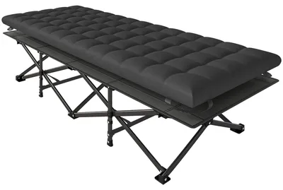 Produktbild von Feldbett faltbar Campingbett mit Tragetasche Campingliege bis 200 kg Indoor, Outdoor, 200 x 80 x 40 cm Schwarz