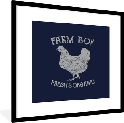 Produktbild von MuchoWow® MuchoWow® Gerahmtes Poster Vintage - Huhn - Bauernhof 40x40 cm - Poster mit zchwarzem Bilderrahmen - Poster - Plakat im Rahmen