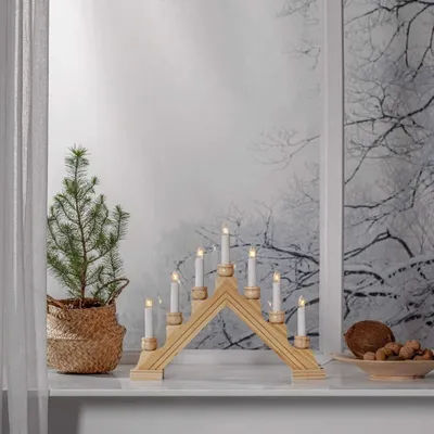 Zdjęcie produktu dla Świecznik adwentowy drewniany naturalny KARIN