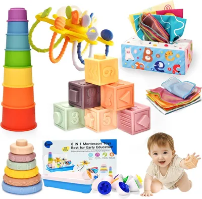 Obrázok produktu pre Montessori hračky 6-12 mesiacov, 6 v 1, pre bábätko