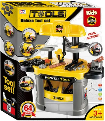 Image de Ensemble de jouets pour établi de construction avec 64 outils pour enfants