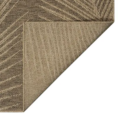 Produktbild von Hochwertiger In- und Outdoorteppich wetterfest im Blättermuster in Beige Braun Größe - 140 x 200 cm