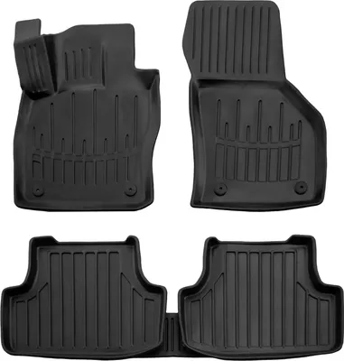Image de 3D Tapis De Sol en Caoutchouc Premium Pour Skoda Karoq Depuis 2018 5pcs, Bord Haut, Noir, Antidérapant, Toutes Saisons