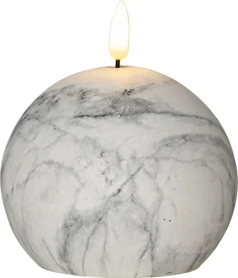Image de Bougie en béton Flamme Marble Aspect marbre Batterie Minuterie H 12 cm