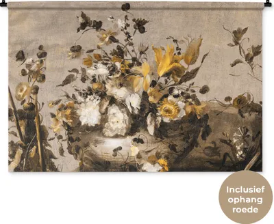 Produktbild von MuchoWow® Wandteppich Wandbehang Blumen - Alte Meister - Gelb 150x100 cm Tapisserie Dekoration Wandtuch - Waschbar - Tapisserien - Wand-Decke
