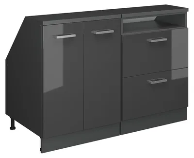 Produktbild von Küchenschrank für Dachschrägen Vicco R-Line Anthrazit Hochglanz 120 cm 2er Set Schrankkorpuss 60 cm Tiefe, Model 60092
