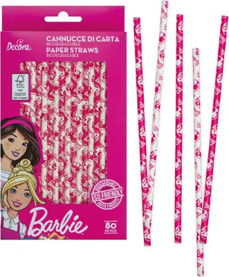 Produktbild von BARBIE DOLLY Papierstrohhalme 80 Stück
