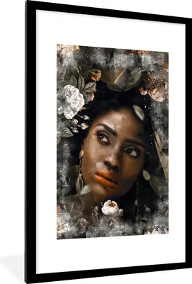 Produktbild von MuchoWow® MuchoWow® Gerahmtes Poster Frau - Blumen - Zeitung 60x90 cm - Poster mit zchwarzem Bilderrahmen - Dekoration - Wandposter Wohnzimmer - Hochwertig