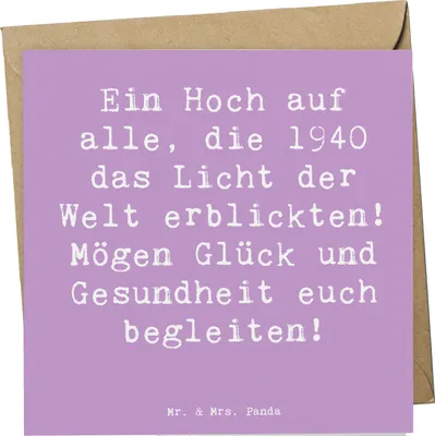 Produktbild von Mr. & Mrs. Panda Klappkarte Spruch 1940 Geburtstag - Lavendeltraum - Geschenk, Alter, Jahrgang feiern, Glückwunschkarte, faltkarte, Happy Birthday, Lächeln schenken