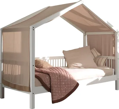 Produktbild von Hausbett >Buche Massiv< in Buche massiv weiß lackiert - 207,5x170x97,5 (BxHxT)