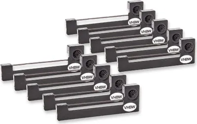 Produktbild von vhbw 10x Farbband Schriftband kompatibel mit Datamega DPN 190, DPN 150 Nadeldrucker, Bondrucker - Schwarz