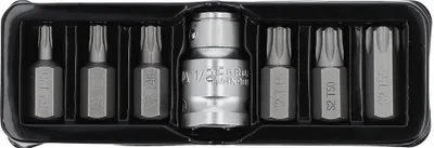 Zdjęcie produktu dla Yato YT-0410, 6 szt., Torx, 9.5 mm, T25, T30, T40, T45, T50, T55, Stal, 25,4 / 2 mm (1 / 2")