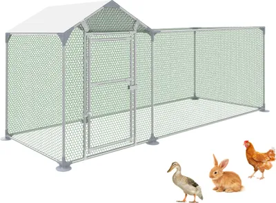 Image de XINZI Outdoor Poulailler Poulailler 3x1x1,5m - Cadre en acier galvanisé avec toit en PE, poulailler pour le jardin