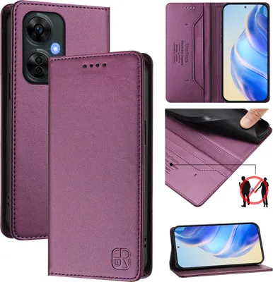 Produktbild von Lederhülle für OnePlus Nord CE 3 Lite/Nord N30 Hülle Flip Brieftasche Kartenfächern Ständer Schutzhülle Lila