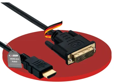 Produktbild von HDSupply HDMI/DVI Kabel 10,0m, vergoldet, schwarz, doppelt geschirmt