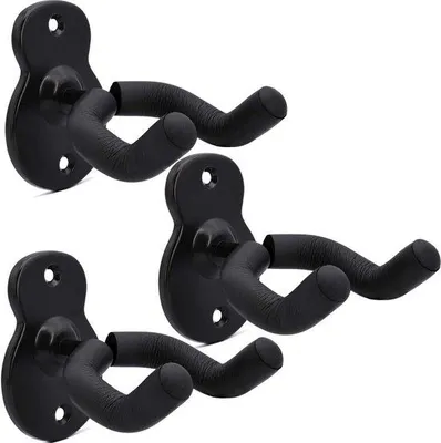 Produktbild von Gitarren Wandhalter 3er Set - Stilvolle Wandhalter für Akustik-, E-Gitarren und Bassgitarren