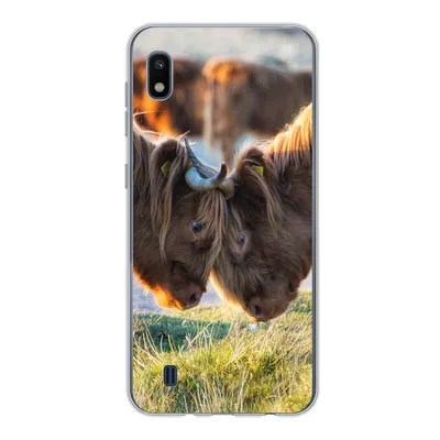 Produktbild von MuchoWow® Handyhülle Schutzhülle Hülle für Samsung Galaxy A10 Schottische Highlander - Tiere - Sonne Silikon Softcase Handy Hülle - Schutzhülle