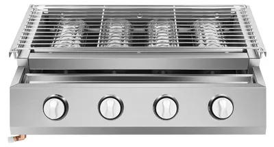 Image de Barbecue à gaz - Grill à gaz avec 4 brûleurs - En acier inoxydable - Hauteur réglable - Grill d'extérieur - Barbecue