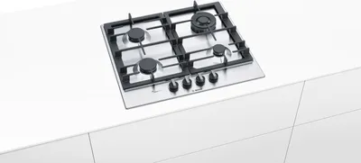 Produktbild von Bosch Serie 6 PCH6A5B90, Edelstahl, Integriert, 60 cm, Gaskochfeld, Edelstahl, 4 Zone(n)
