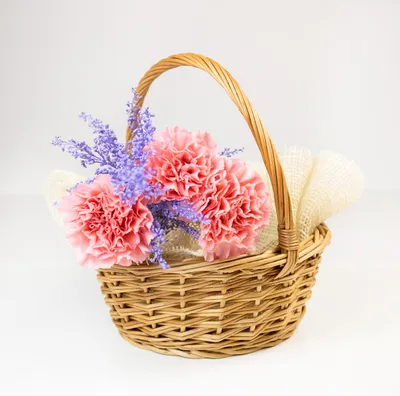 Immagine prodotto di Creative Home Cestino in Vimini, Piccolo con Manico | Cesto di Pasqua 22x22x26cm | Cesta Vimini Intrecciato a Mano | Cestino Regalo Portaoggetti