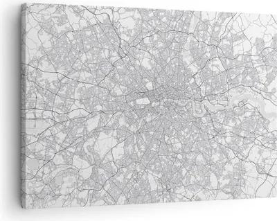 Produktbild von Bild auf Leinwand - Leinwandbild - Einteilig - Stadt Karte London - 70x50cm - Wand Bild - Wanddeko - Wandbilder - Leinwanddruck - Bilder - Wanddekoration - Leinwand bilder - Wandbild - AA70x50-4680